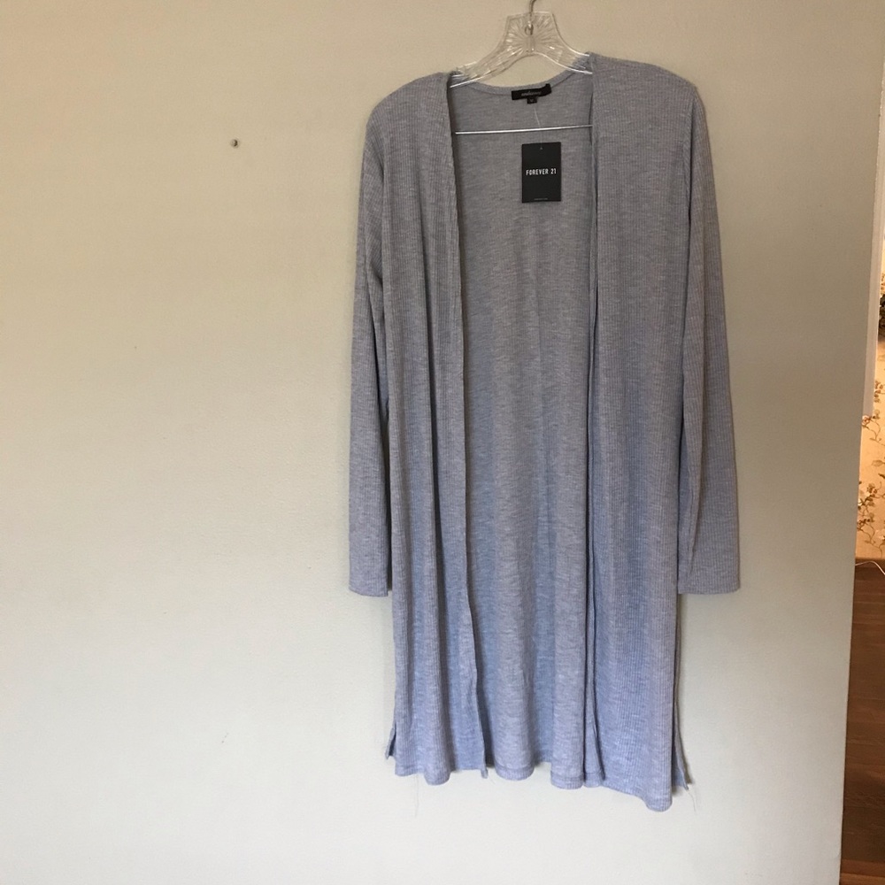 Knee length light knit cardigan